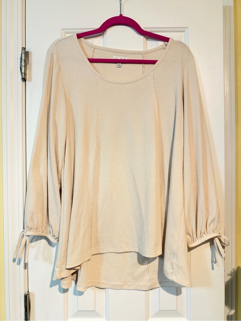 Wonderly Cream Knit Tie-Sleeve Top